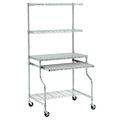 Global Equipment Nexel    Curbside Cart, Chrome, 36"L x 24"W x 43"H, 2 Wire, 1 Solid Shelf, Pneumatic Casters CS24362CP